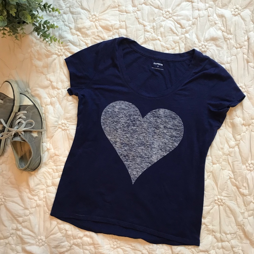 Express Navy Heart T-Shirt
